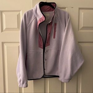 American Eagle Outfitters Light Purple Rose Black Fleece Jacket Women’s L